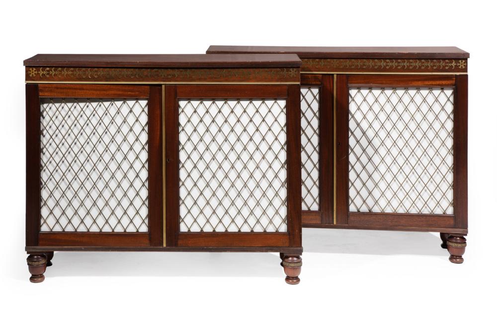 REGENCY-STYLE BRASS INLAID MAHOGANY