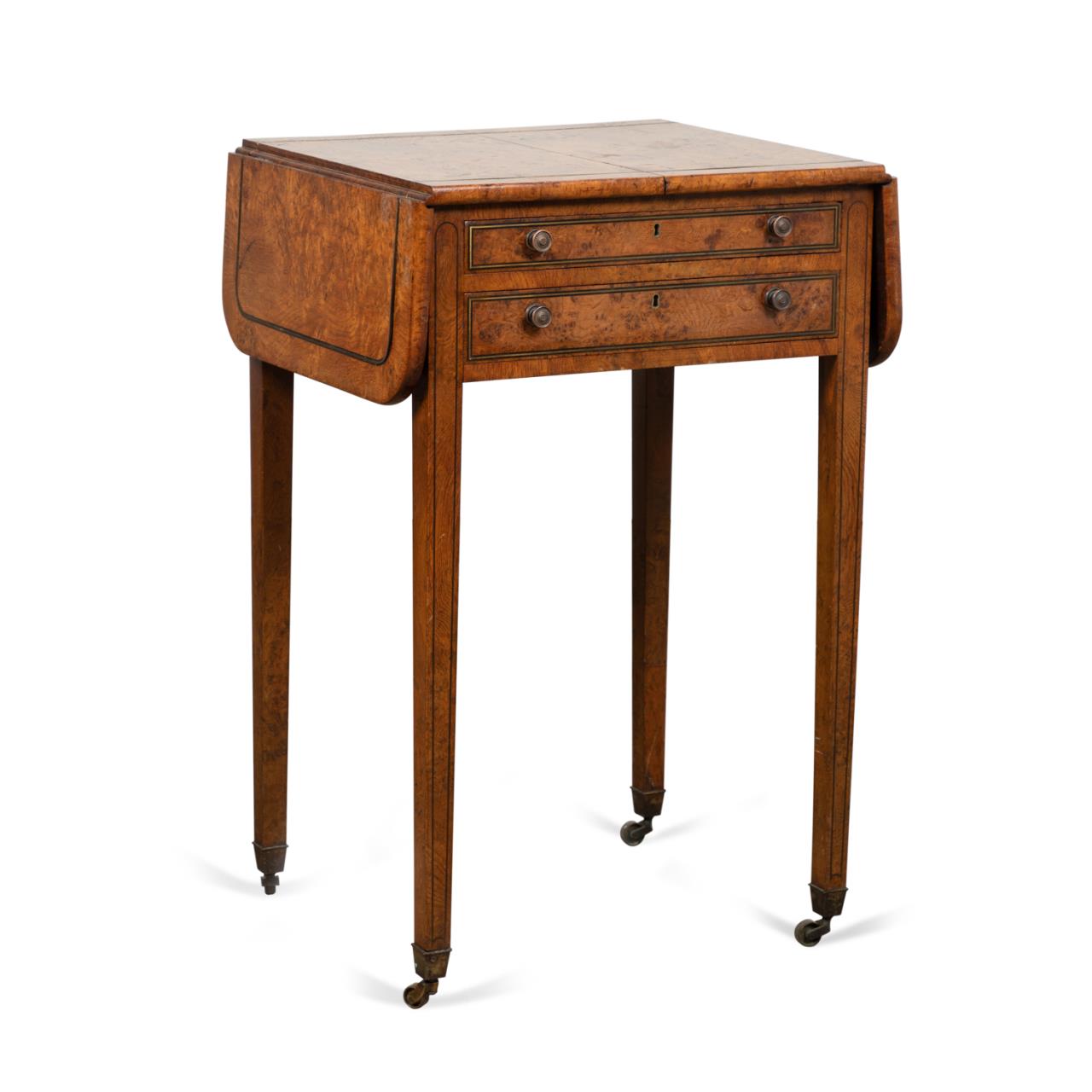 REGENCY STYLE BURL WOOD DROP LEAF