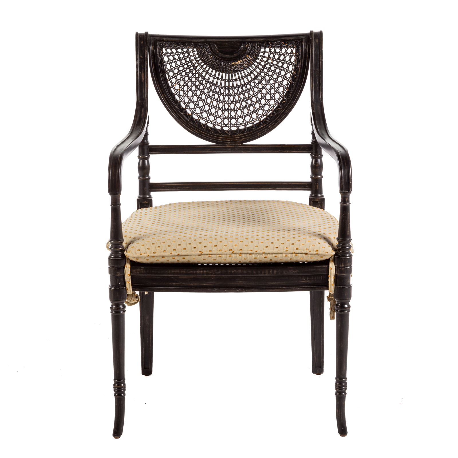REGENCY STYLE EBONIZED ARM CHAIR