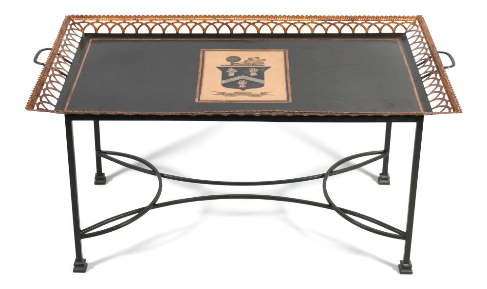 REGENCY STYLE GILT GREEN TOLE
