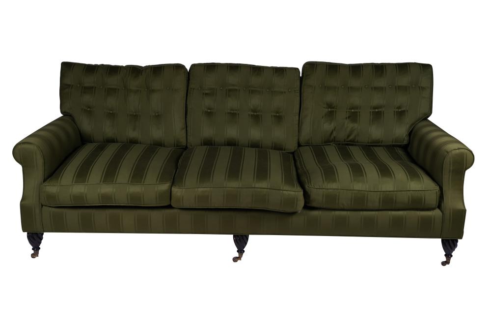 REGENCY STYLE GREEN UPHOLSTERED