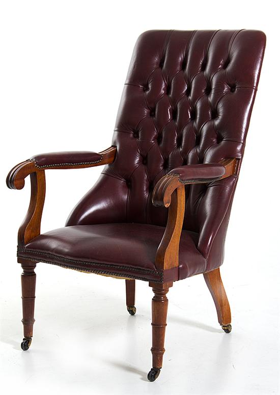 Regency style leather upholstered