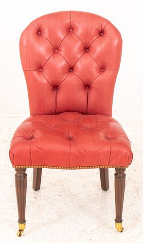 REGENCY STYLE LEATHER UPHOLSTERED