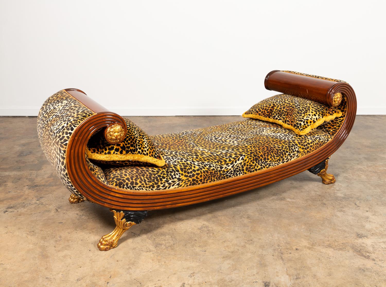 REGENCY-STYLE LEOPARD UPHOLSTERED