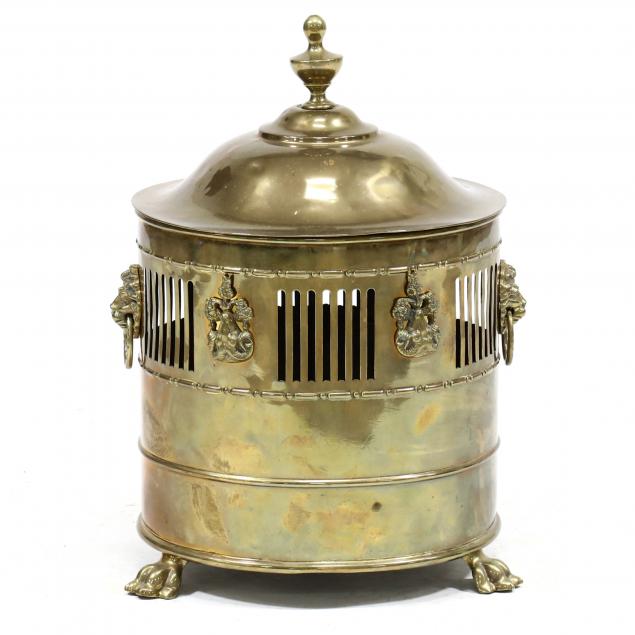 REGENCY STYLE LIDDED BRASS COAL