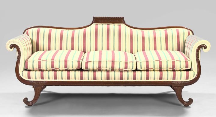 Regency-Style Mahogany Settee,  the