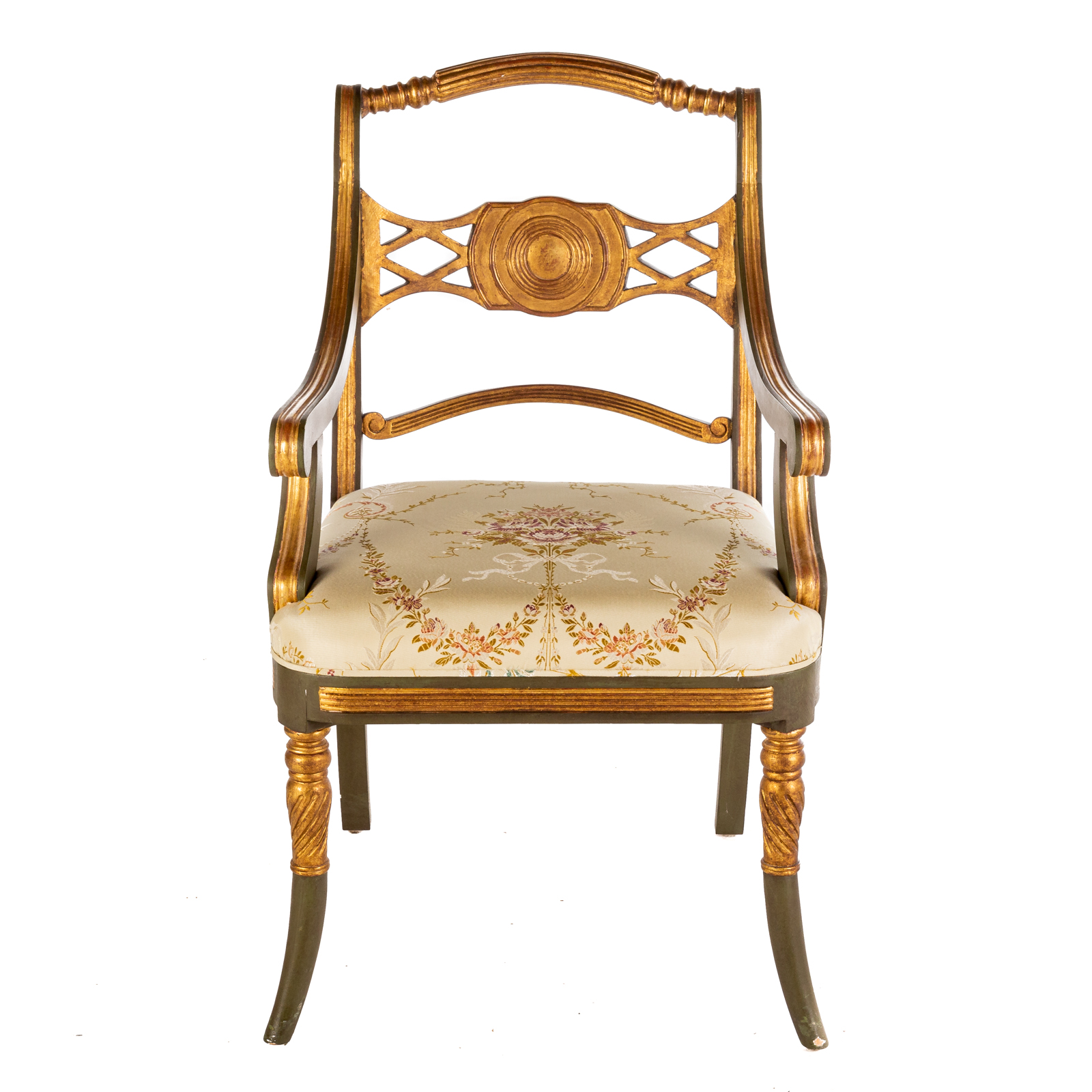 REGENCY STYLE PAINTED WOOD ARM