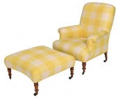 REGENCY STYLE PLAID UPHOLSTERE