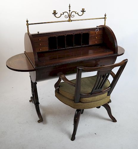 REGENCY-STYLE TAMBOUR CYLINDER DESK