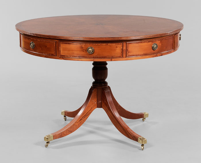 Regency Style Yew Wood Drum Table
