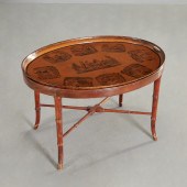 REGENCY TOLE TRAY ON FAUX BAMB