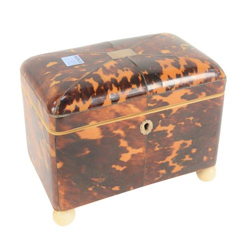 REGENCY TORTOISESHELL TEA CADDY,