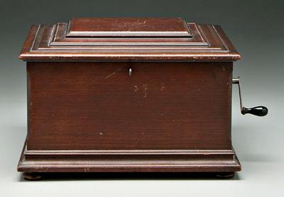 Regina music box, mahogany case,