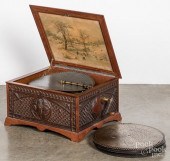 REGINA MUSIC BOX WITH CARVED O