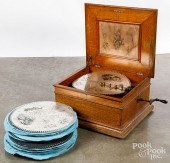 REGINA OAK MUSIC BOX, LATE 19T