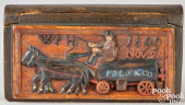 RELIEF CARVED AND PAINTED PINE
