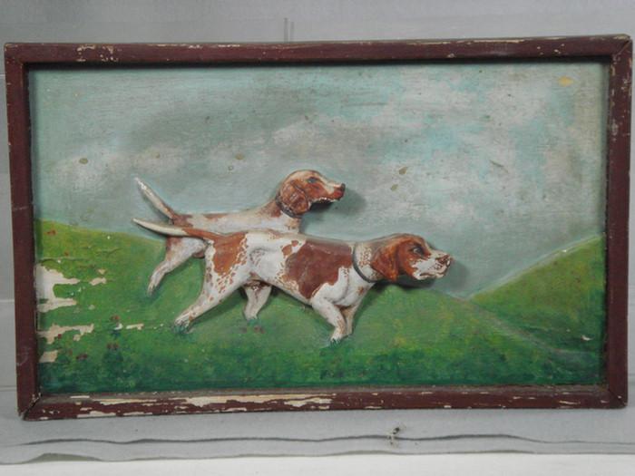 Relief carved & painted wood panel,