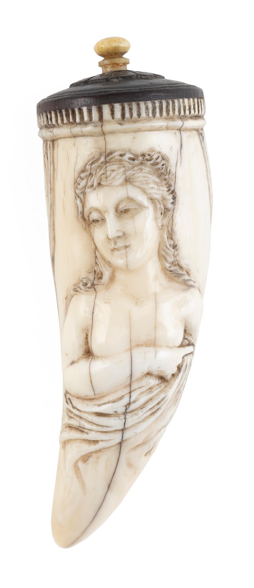 * RELIEF-CARVED WHALE'S TOOTH