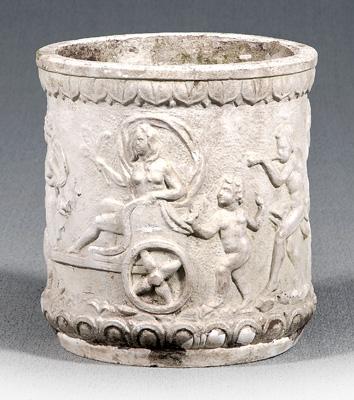 Relief-decorated garden urn,