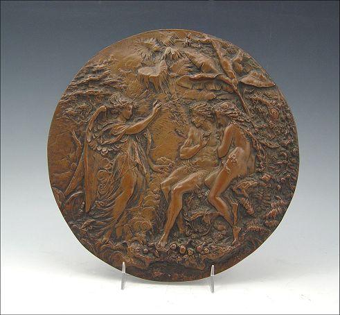 RELIGIOUS BRONZE PLAQUE - EXPULSION