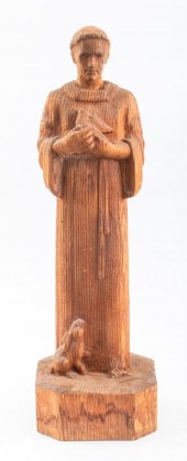 RELIGIOUS CARVED WOOD ST. FRAN