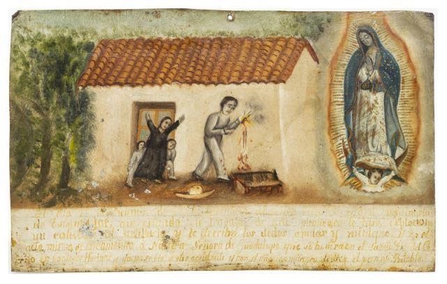 RELIGIOUS EX-VOTO PAINTING VIRGEN
