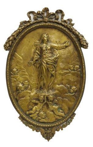 RELIGIOUS GILT METAL PLAQUE