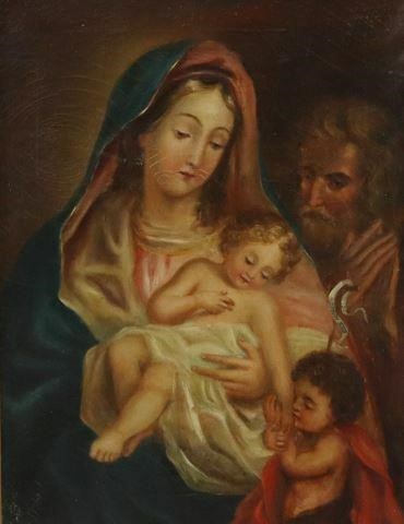 RELIGIOUS PAINTING HOLY FAMILY &
