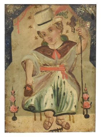 RELIGIOUS RETABLO PAINTING, HOLY