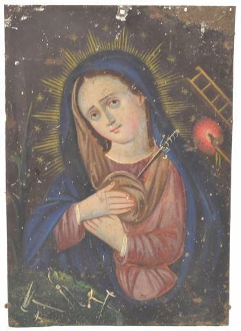 RELIGIOUS RETABLO PAINTING OUR LADY