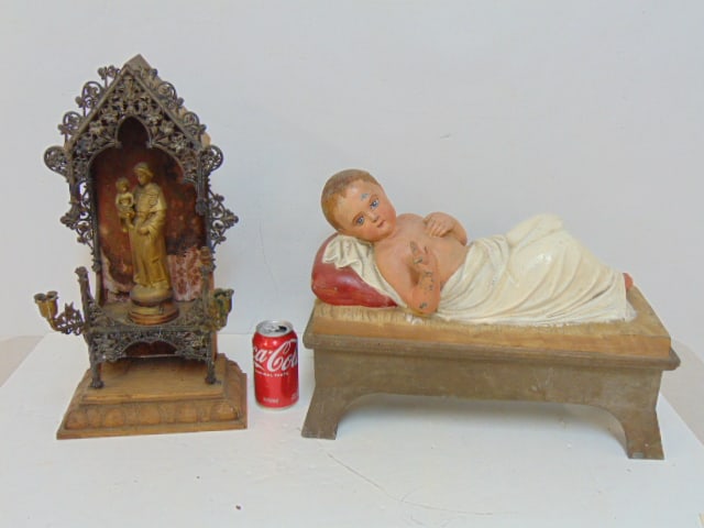 RELIGIOUS SHRINE & PAINTED ZINC