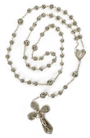 RELIGIOUS SILVER FILIGREE ROSARY