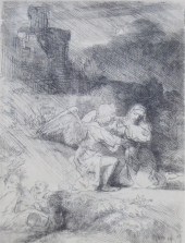 REMBRANDT (AFTER). Etching. "T