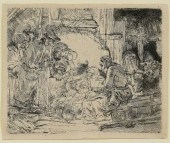 REMBRANDT ETCHING "ADORATION O