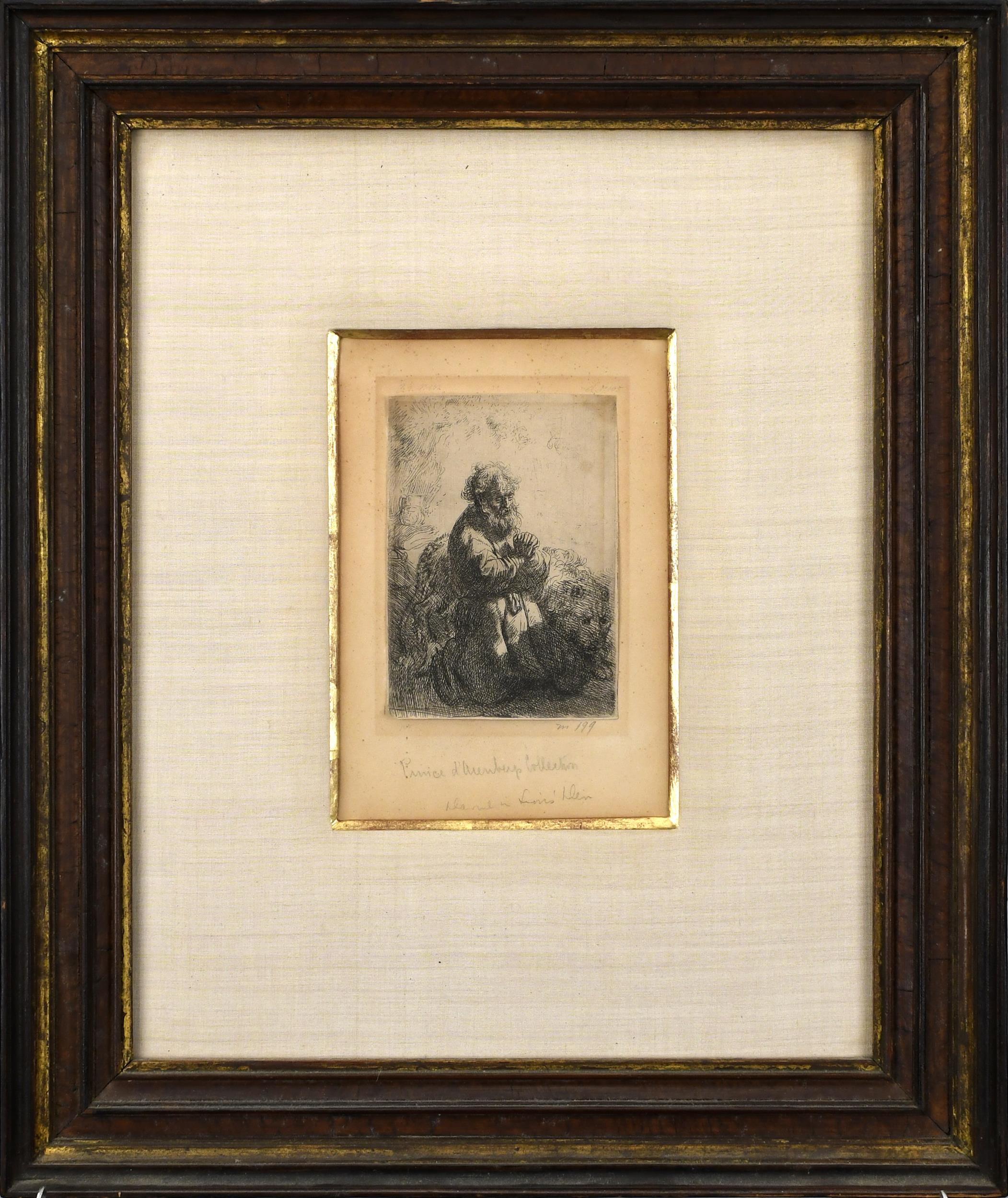 REMBRANDT ETCHING, ST. JEROME