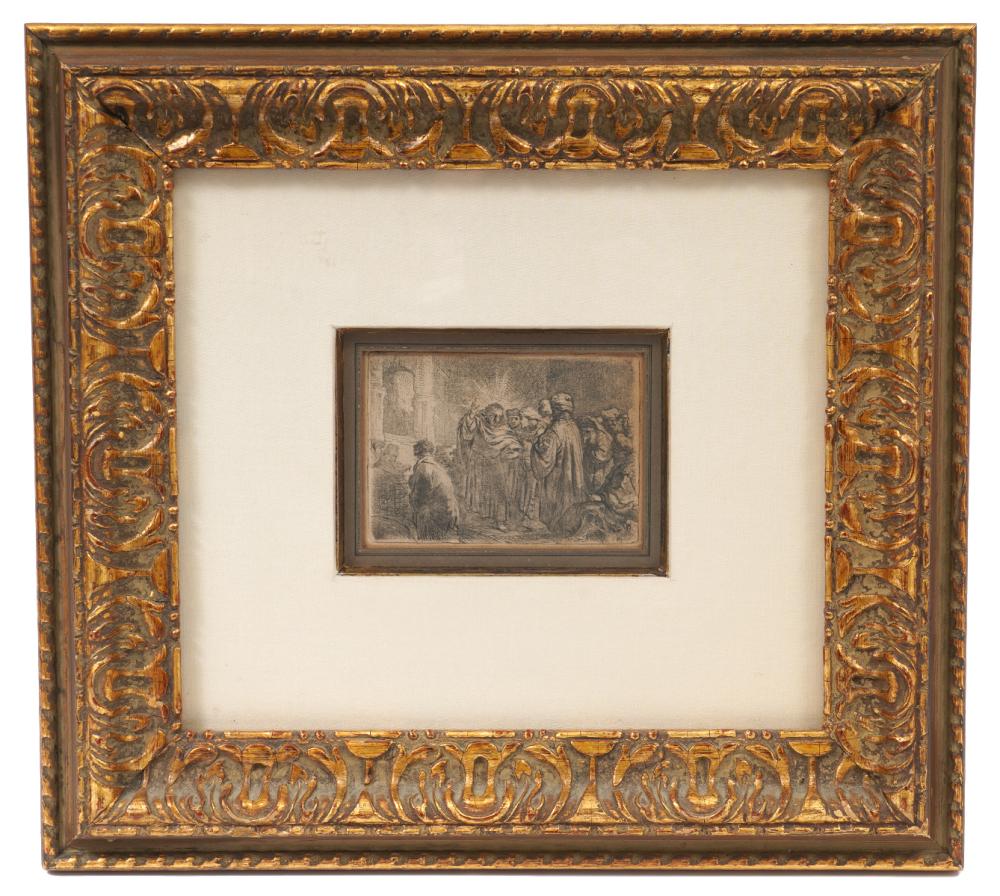 REMBRANDT ETCHING 'THE TRIBUTE