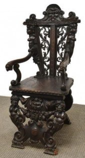 RENAISSANCE REVIVAL CARVED ARM