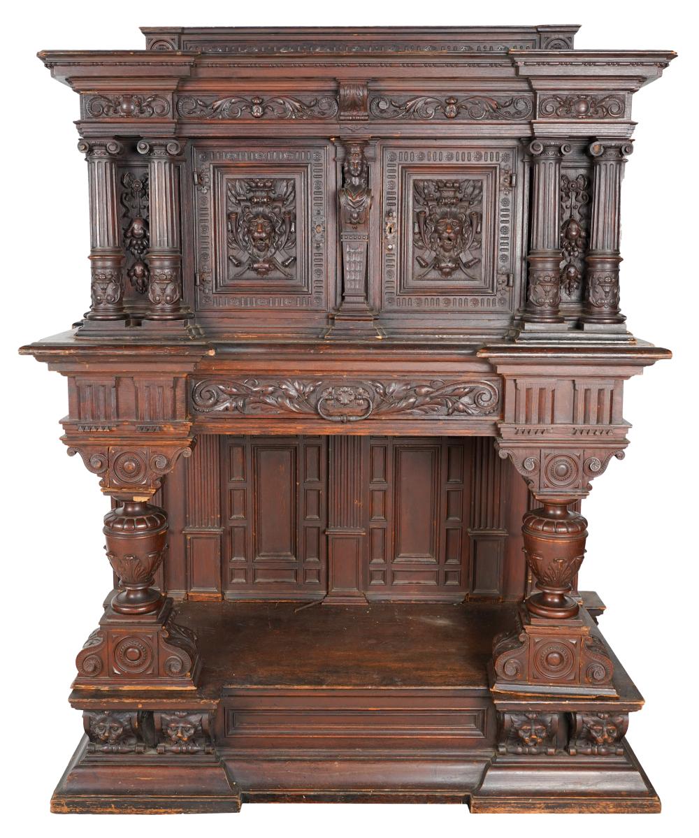 RENAISSANCE REVIVAL CARVED OAK &