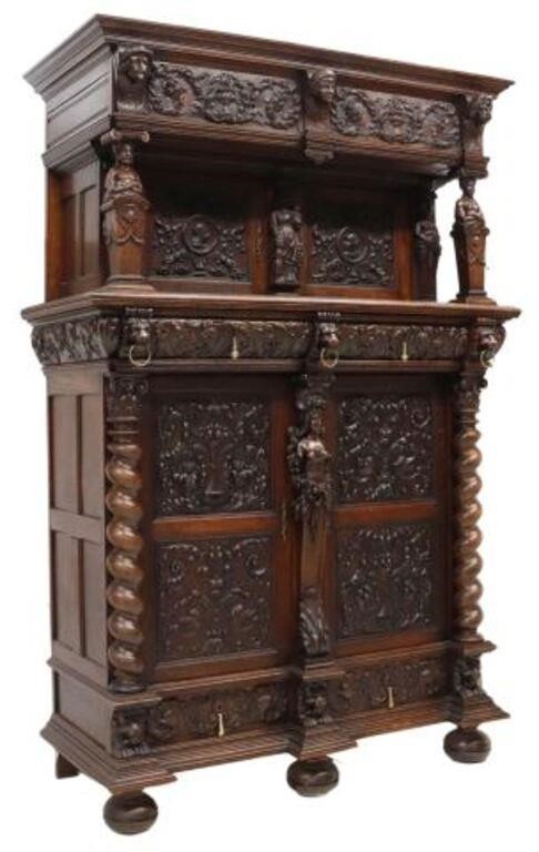 RENAISSANCE REVIVAL CARVED OAK
