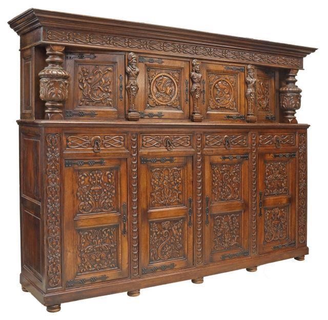 RENAISSANCE REVIVAL CARVED OAK