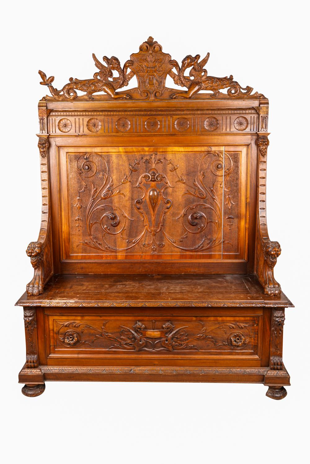 RENAISSANCE REVIVAL CARVED OAK HALL
