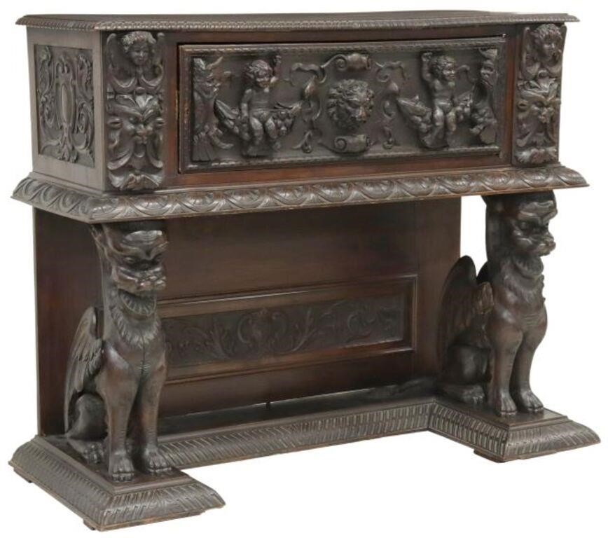 RENAISSANCE REVIVAL CARVED WALNUT