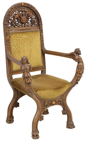 RENAISSANCE REVIVAL CARVED WALNUT