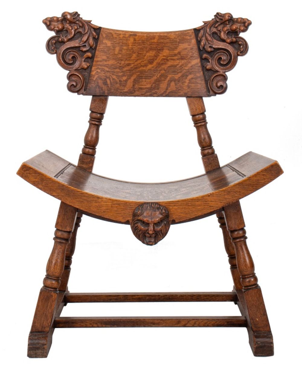 RENAISSANCE REVIVAL OAK ARMCHAIR,
