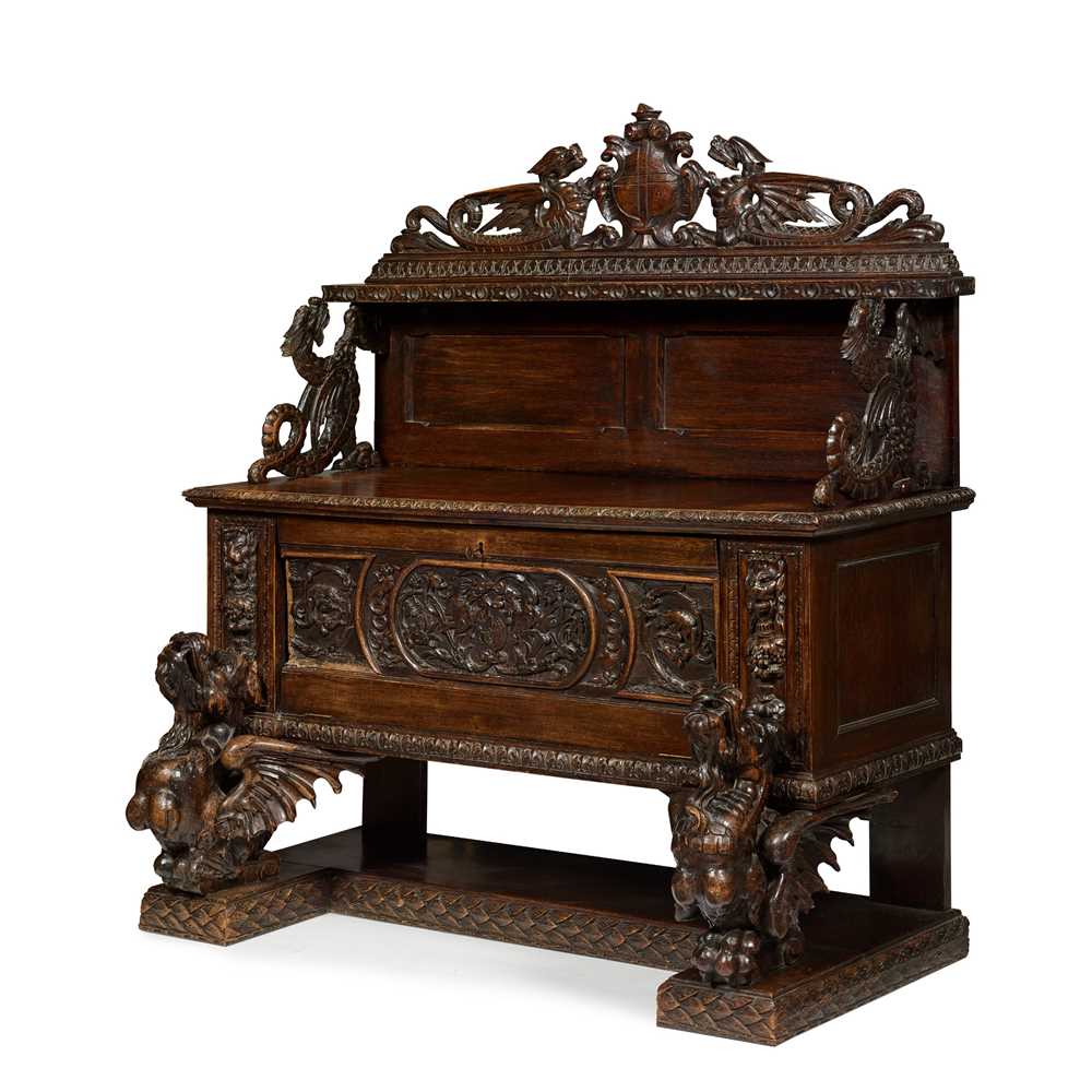 RENAISSANCE REVIVAL OAK CREDENZA