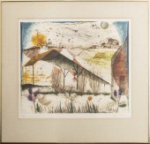 RENE CARCAN "LANDSCAPE" ETCHIN