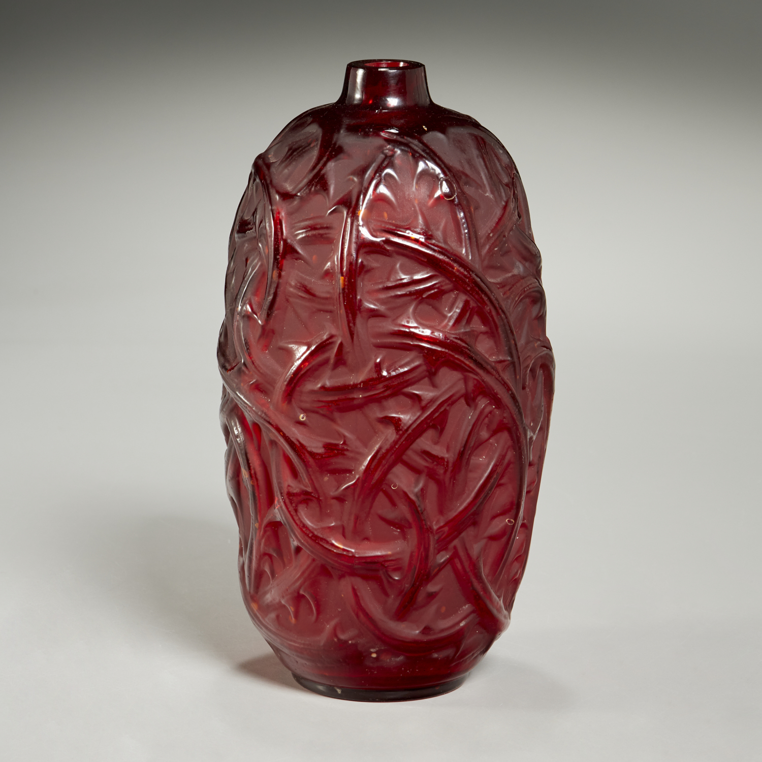 RENE LALIQUE, FROSTED RED GLASS