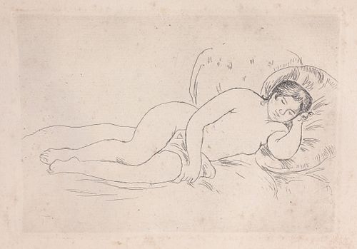 RENOIR ETCHING "RECLINING
