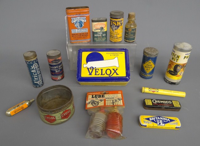 Repair shop tins. Mostly tire