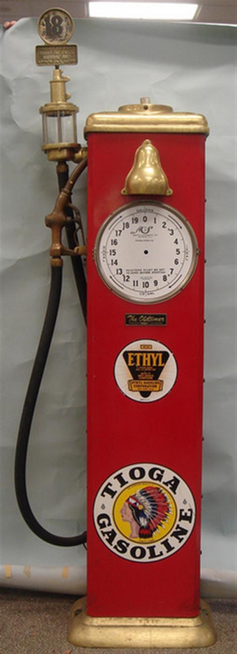 Replica brass and steel gas pump,
